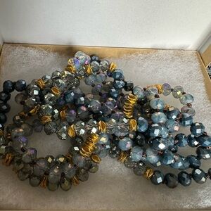 Elegant Multi-Color Beaded Necklace blues, and gold medal very pretty necklace